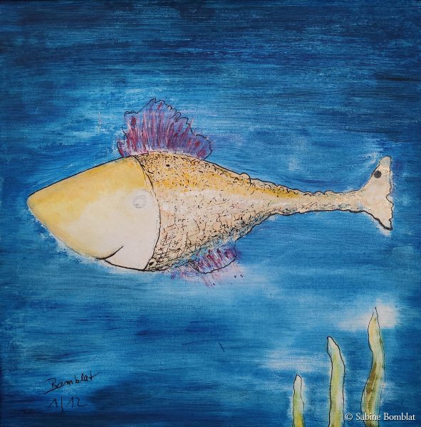 Fisch - Acryl, Tusche - 40 x 40 cm